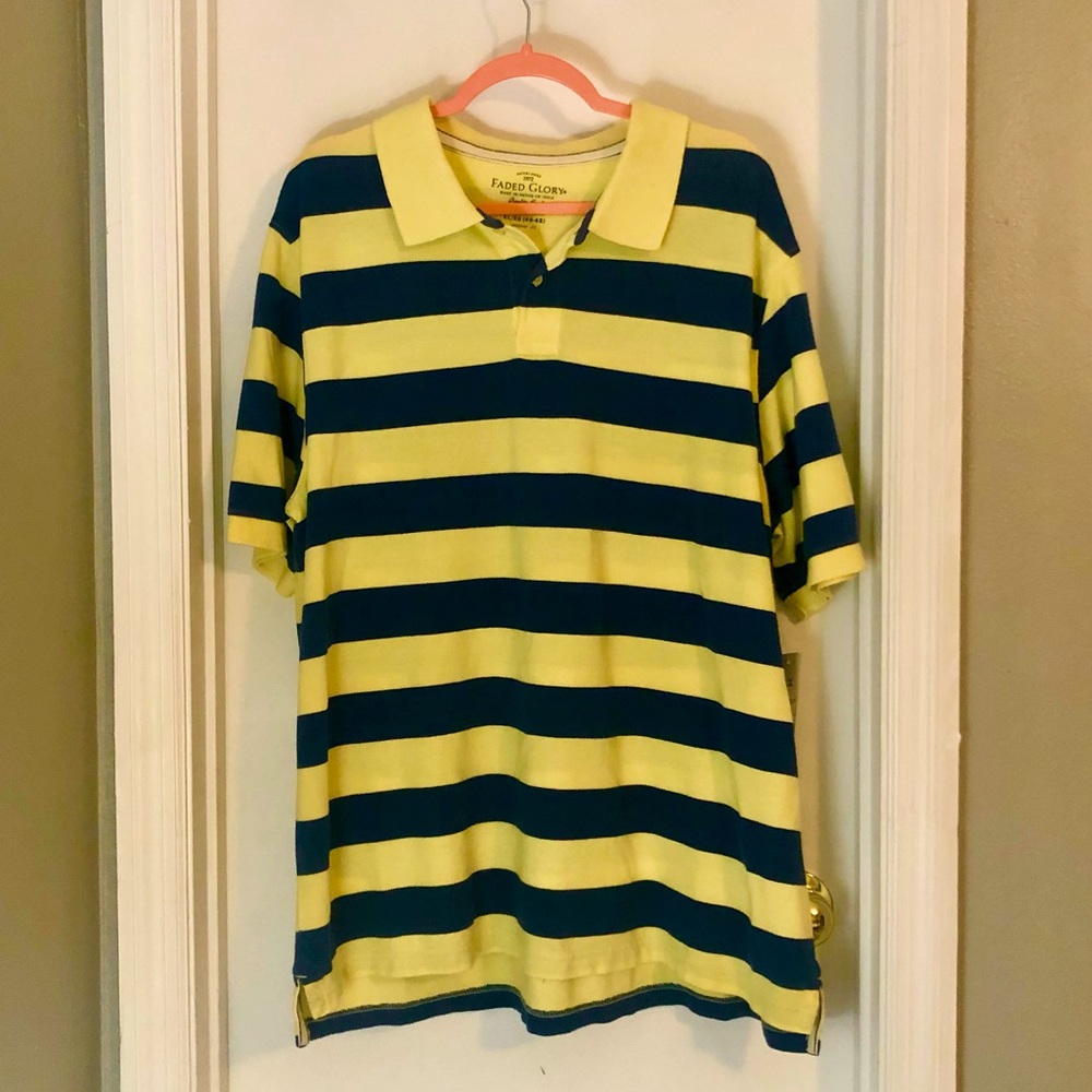 Yellow and Navy Blue Striped polo shirt - NWT